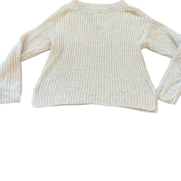 Women's V-Neck Pullover Oversized Sweater - A New Day Cream Size Medium - Picture 3 of 4